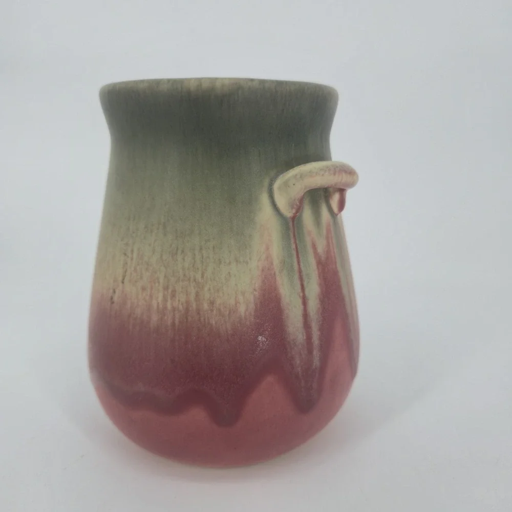 Falcon Ware 676 Vase Thomas Lawrence England Pink Green Drip Glaze 5.5